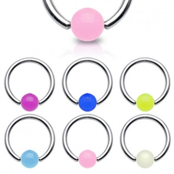 Surgical Steel Captive Bead Rings with Glow-in-dark Acrylic UV Ball