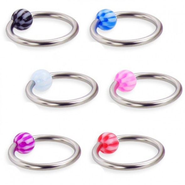 Surgical Steel Captive Bead Rings with Acrylic UV checkered Ball