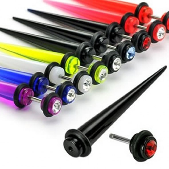 Jeweled Acrylic UV Fake Tapers Faux Ear Plug Tapers