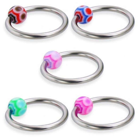 Surgical Steel Captive Bead Rings with Spider Web Acrylic UV Ball