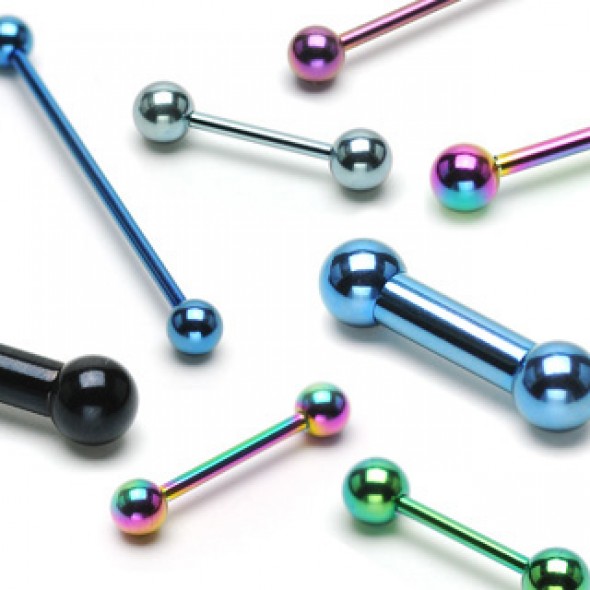 Titanium Anodized Surgical Steel Ball Straight Barbells