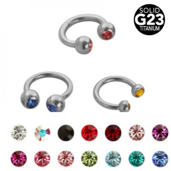 G23 Titanium Jeweled Ball Circular Barbells / Horseshoes