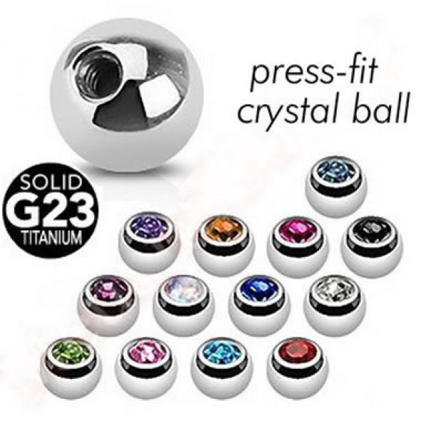 G23 Titanium Press-set Gem Ball Body Jewelry Parts
