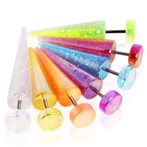 Glittering Acrylic UV Fake Tapers Faux Ear Plug Tapers