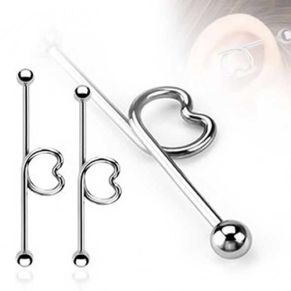 Surgical Steel Heart Loop Industrial Barbells