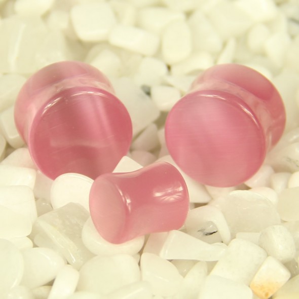 Pink Cat Eye Double Flare Plugs