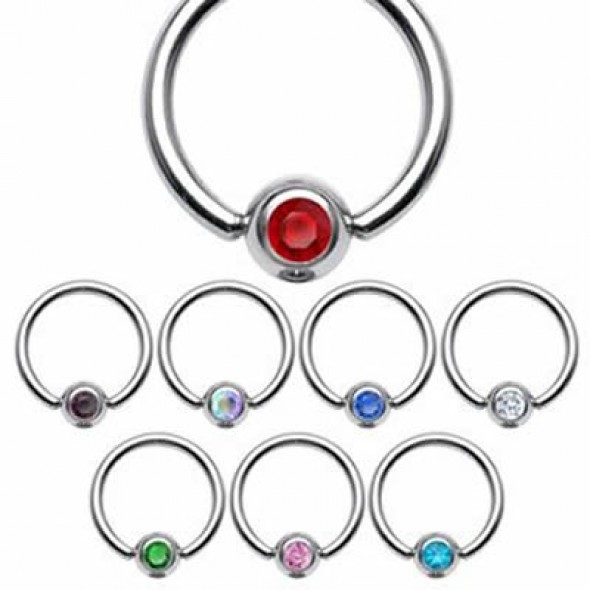 Jeweled Surgical Steel Captive Bead Rings