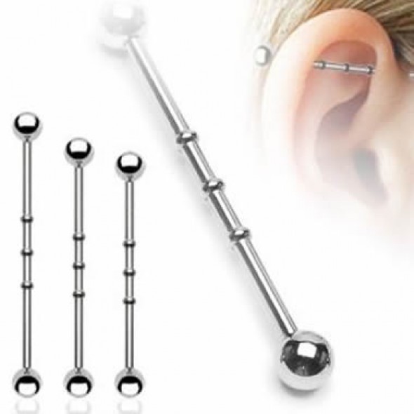 Surgical Steel Notched Industrial Barbells