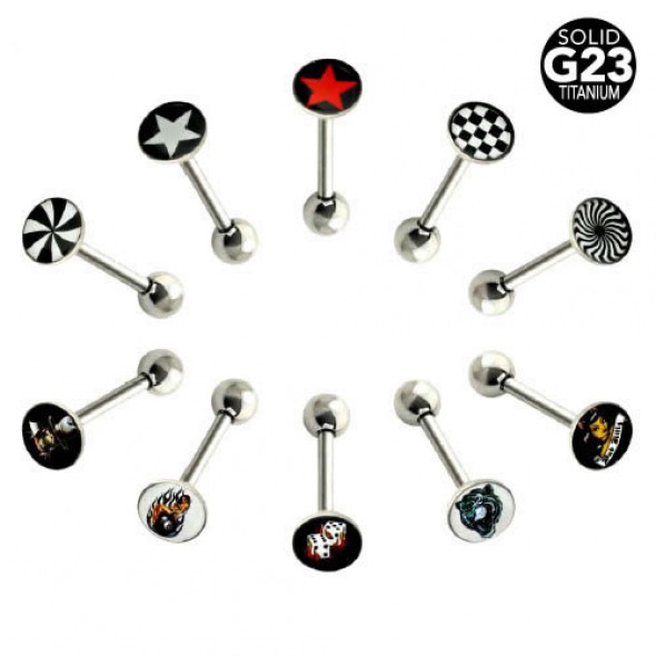 G23 Titanium Straight Barbells with Picture Logo Disc