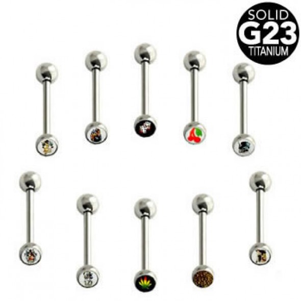 G23 Titanium Straight Barbells with Picture Logo Ball