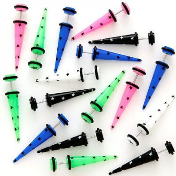 Print Stars Acrylic UV Fake Tapers Faux Ear Plug Tapers