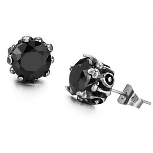 Casting Paw Prong Set Round CZ Stainless Steel Ear Studs