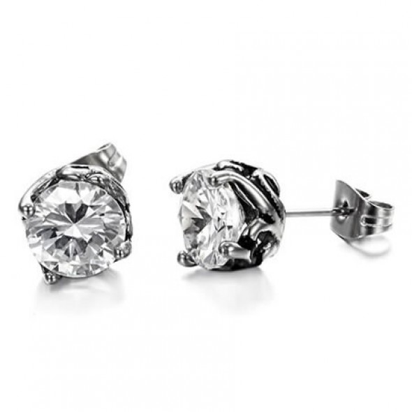 Prong Set CZ Casting Stainless Steel Ear Studs