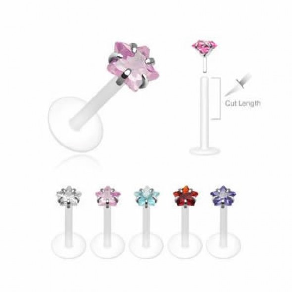 Push-in Flexible BIO Labret with Prong-set Star CZ