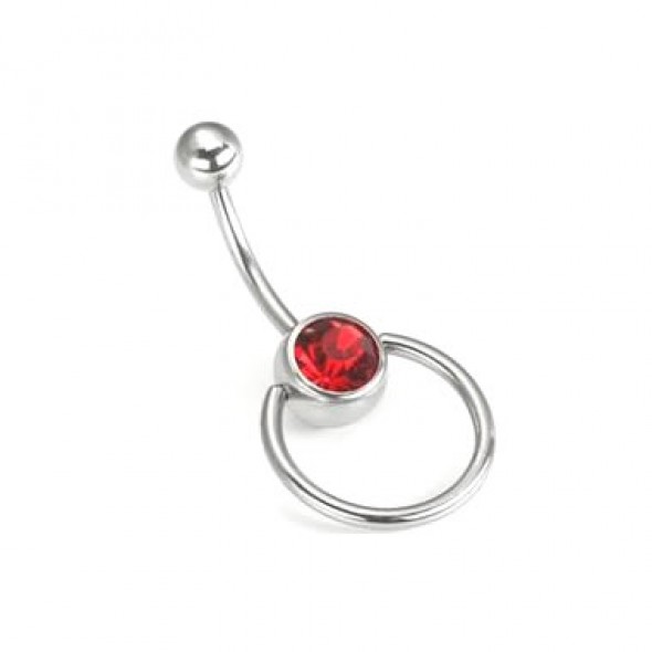 Single Jeweled Ball Surgical Steel Slave Captive Navel Belly Ring