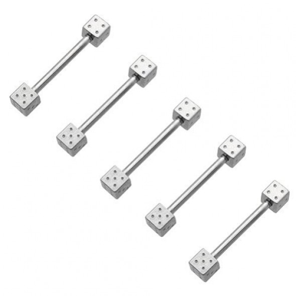 Surgical Steel Straight Barbells with Dices