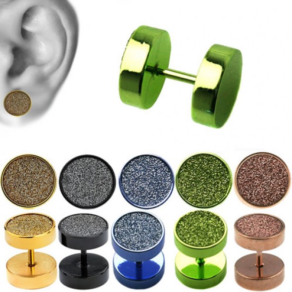 Titanium Anodized Surgical Steel Fake Plugs Faux Ear Plugs with Sand Blasting