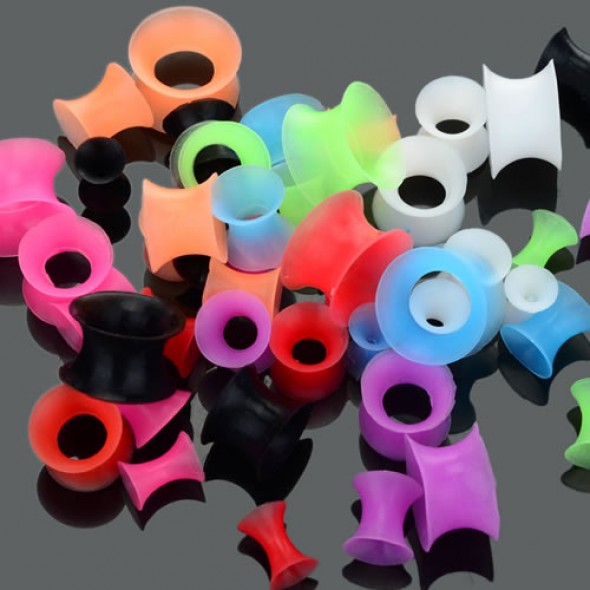 Flare Out Ultra Thin Silicone Flesh Tunnels / Eyelets