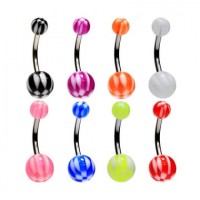 Belly Button Rings with Acrylic Checkered Balls
