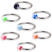 Surgical Steel Captive Bead Rings with Acrylic UV Flower Ball