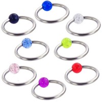 Surgical Steel Ball Closure Rings with Glitter Acrylic UV Ball