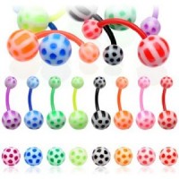 Bioflex Navel Belly Button Rings with Acrylic Soccer Balls