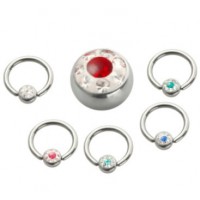 Epoxy Crystaline Ball Surgical Steel Captive Bead Rings
