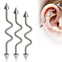 Surgical Steel Waved Industrial Barbell with Cones