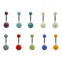 Double Epoxy Crystaline Ferido Ball Surgical Steel Navel Belly Ring