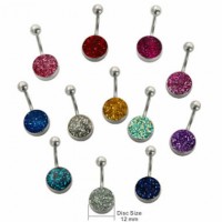 Belly Button Ring with Epoxy Glitter 12mm Disc