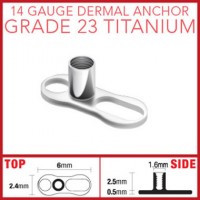 G23 Titanium Dermal Anchor Base Part with 2 Holes