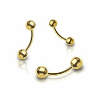 Gold Plated Ball Surgical Steel Banana / Curved Barbells