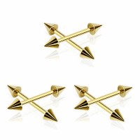 Gold Plated Surgical Steel Spike Straight Barbells
