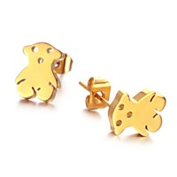 18K Gold Plated Cutting Bear Stainless Steel Ear Studs