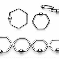 Hexagon Surgical Steel Captive Bead Rings