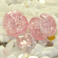 Pink Cracked Shattered Glass Double Flare Plugs