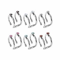 Jeweled Double Closure Fake Cartilage Tragus Rings