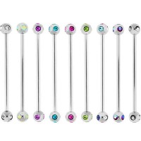 Multi Crystals Ball Surgical Steel Industrial Barbells