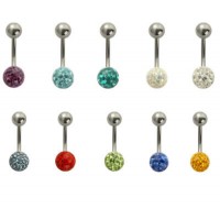 Surgical Steel Navel Belly Ring with Epoxy Crystaline Ferido 8mm Ball