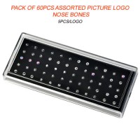 Acrylic Display Tray Pack of 60pcs Assorted Picture Logo Nose Bones