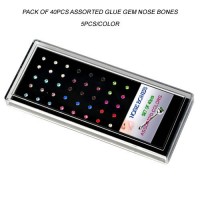 Acrylic Display Tray Pack of 40pcs Assorted Glued Gem Nose Bones