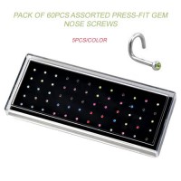 Acrylic Display Tray Pack of 60pcs Assorted Press-fit Gem Nose Screws