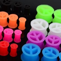 Peace Sign Silicone Flesh Tunnels / Eyelets