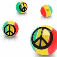 Peace Signs Multi Color Acrylic UV Ball Body Jewelry Parts