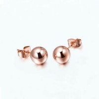 18K Rose Gold Plated Stainless Steel Ball Ear Studs