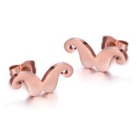 18K Rose Gold Plated Cutting Mustache Stainless Steel Ear Studs