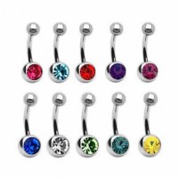 Surgical Steel Navel Belly Ring with Single Jeweled Ball