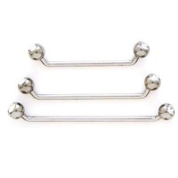 Surgical Steel 45 degree Staple Surface Barbells with Double Jeweled Balls