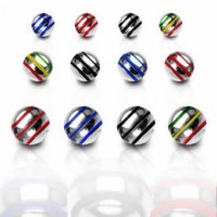 Surgical Steel Striped Color Ball Body Jewelry Parts