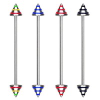 Striped Color Cone Surgical Steel Industrial Barbells